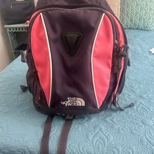 The North Face Black and Coral  Backpack